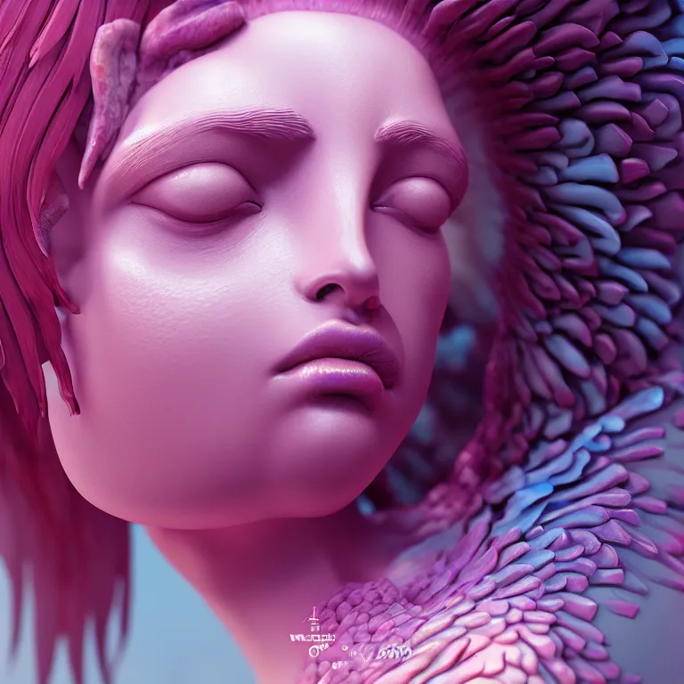 Image similar to goddess full painted acryllic sculpture close-up portrait. orchid bird phoenix jellyfish betta fish, intricate artwork by Tooth Wu and wlop and beeple. octane render, trending on artstation, greg rutkowski very coherent symmetrical artwork. cinematic, hyper realism, high detail, octane render, 8k