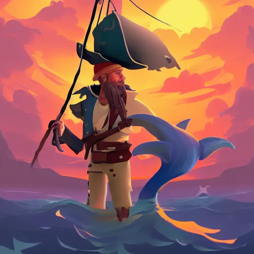 Image similar to painting jack the pirate on sea of thieves game avatar hero mermaid smooth face median photoshop filter cutout vector behance hd by jesper ejsing, by rhads, makoto shinkai and lois van baarle, ilya kuvshinov, rossdraws, illustration, art by ilya kuvshinov and gustav klimt