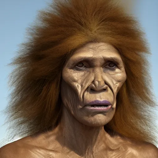 Image similar to Marjorie Taylor Green as a Neanderthal, real-life, ultra detailed, 8k resolution, ultrarealistic