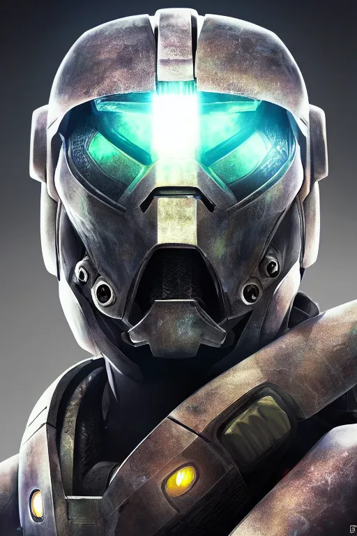 Image similar to robot ninja mask helmet halo master chief radiating a glowing aura global illumination ray tracing hdr fanart arstation by ian pesty and katarzyna da „ bek - chmiel