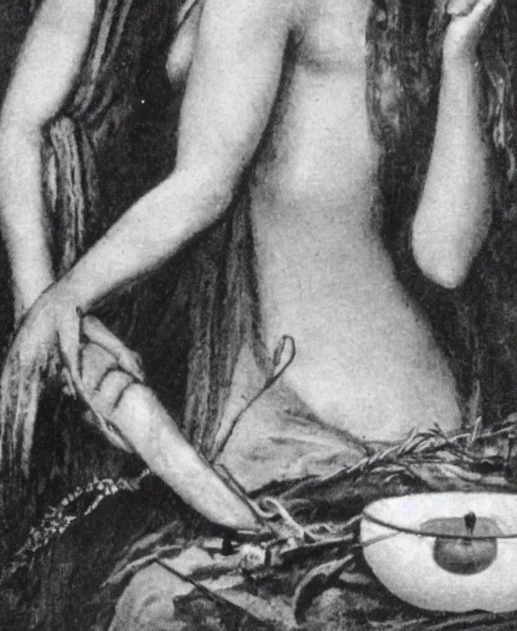 Image similar to photograph of a pagan female performing a fertility ritual