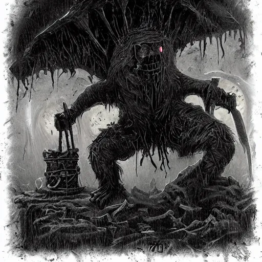 Image similar to a dark fantasy painting of a grue from zork