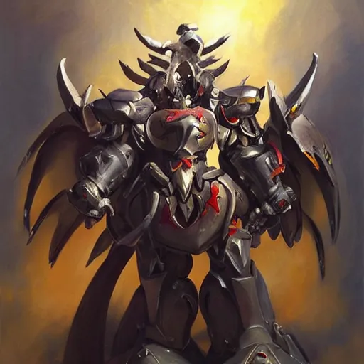 Image similar to greg manchess portrait painting of armored sanguinius with huge wings as overwatch character, medium shot, asymmetrical, profile picture, organic painting, sunny day, matte painting, bold shapes, hard edges, street art, trending on artstation, by huang guangjian and gil elvgren and sachin teng
