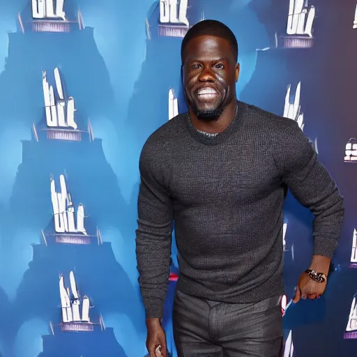 Prompt: kevin hart, 7 foot tall, ultra realistic, full length shot,