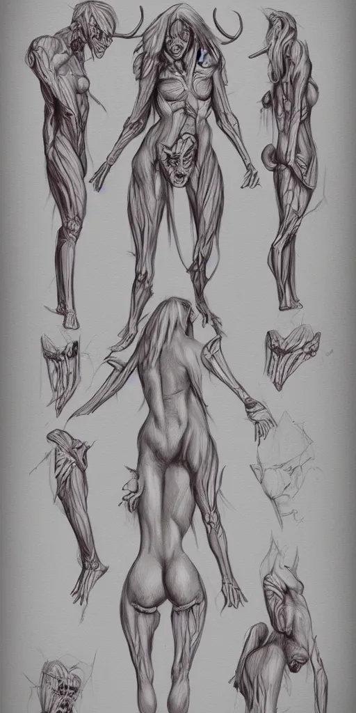 Image similar to female demon anatomy study ecorche