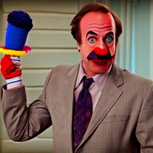 Prompt: Saul Goodman from Breaking Bad dressed as a clown