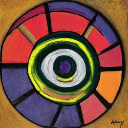 Image similar to a circle on a table, expressionist, art,