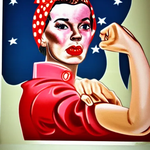 Image similar to a portrait of Rosie the riveter