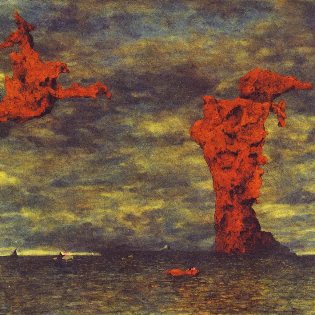 Prompt: a single colorful!! simple! ( sea ) fungus tower clear empty sky, a high contrast!! ultradetailed photorealistic painting by franz sedlacek, jan van eyck, emil nolde, hard lighting, masterpiece, png