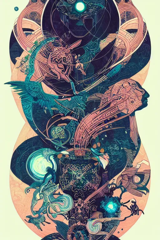 Image similar to tattoo design by kilian eng and victo ngai and james jean