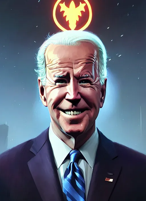 Image similar to portrait of joe biden as robin from batman, intricate, elegant, glowing lights, highly detailed, digital painting, artstation, concept art, sharp focus, illustration, art by wlop, mars ravelo and greg rutkowski