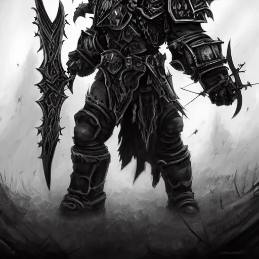 Prompt: unholy deathknight from world of warcraft in heavy armor, artstation hall of fame gallery, editors choice, #1 digital painting of all time, most beautiful image ever created, emotionally evocative, greatest art ever made, lifetime achievement magnum opus masterpiece, the most amazing breathtaking image with the deepest message ever painted, a thing of beauty beyond imagination or words