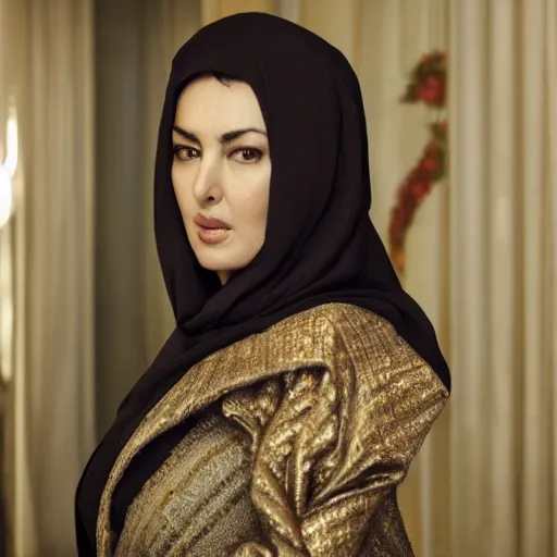 Prompt: Monica Bellucci as an Iranian woman, hyperdetailed, 4k, DSLR photograph