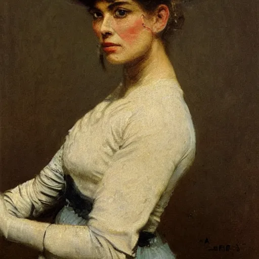 Image similar to portrait of a female boxer by alfred stevens