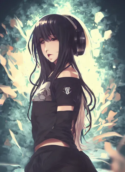 Image similar to woman in streetwear, long hair, poster, portrait, anime key visual, by wlop, anime, fate go, pretty face, manga,