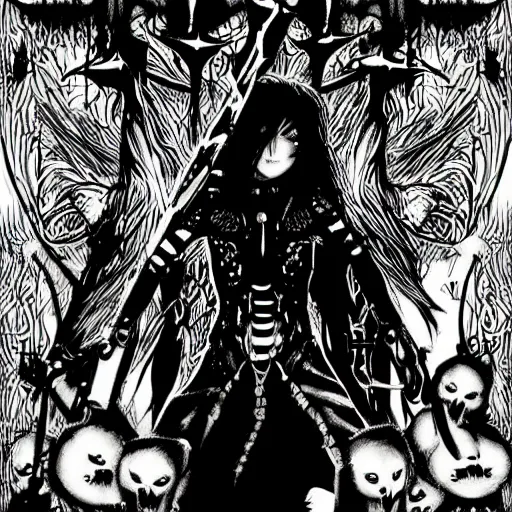 Image similar to illustration saria as black metal fan