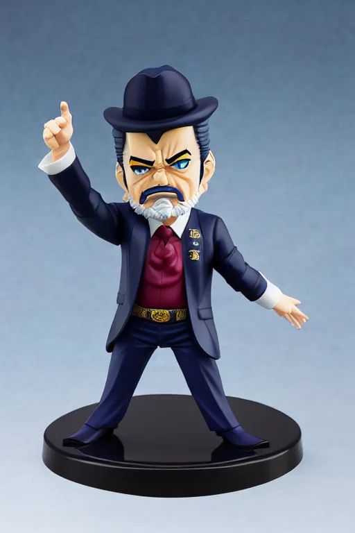 Prompt: still high quality figurine of president lula as jotaro, tsurime eyes, tareme eyes, personification, dynamic pose, detailed product photo, featured on amiami, tone mapped, beautiful composition, 8 5 mm, f. 1 4