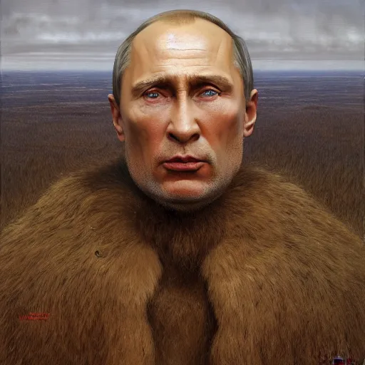 Image similar to vladimir putin, is unga bunga, mammoth hunting, macabre, by donato giancola and greg rutkowski and wayne barlow and zdzisław beksinski, realistic face, digital art