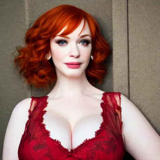 Image similar to photo of a gorgeous christina hendricks, realistic, professionally, professionally color graded, full body shot, sheer teddy, sharp focus, 8 k high definition, insanely detailed, intricate, elegant