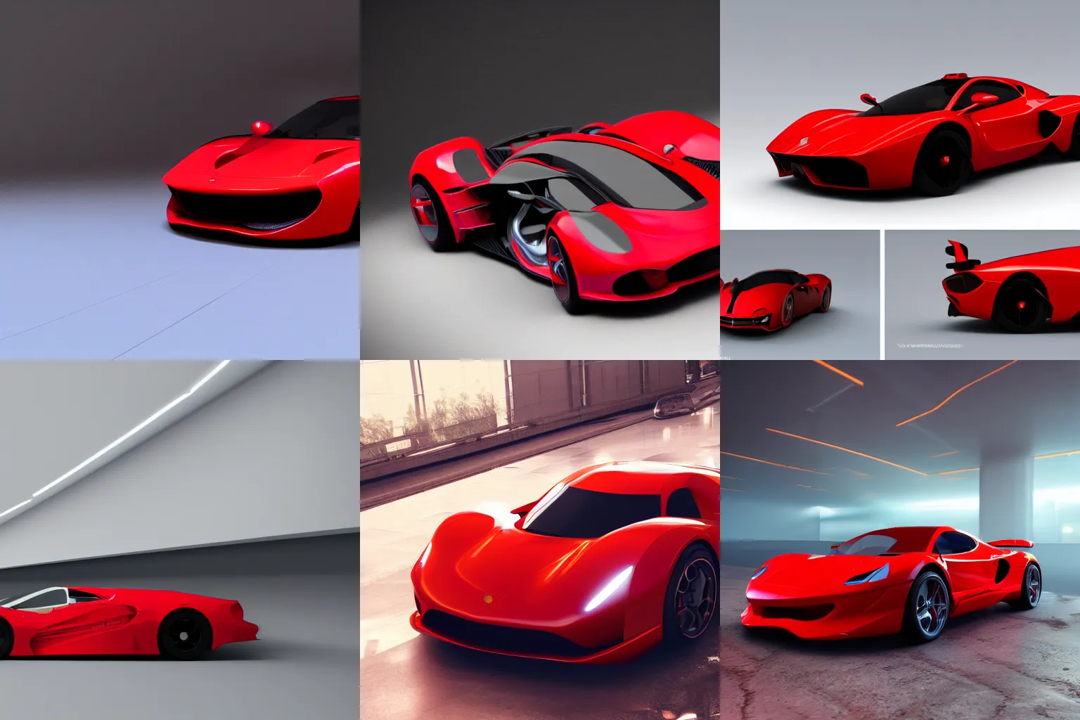 Prompt: a red super car, render vray, cyber truck, trending on artstation, promo art, 8k