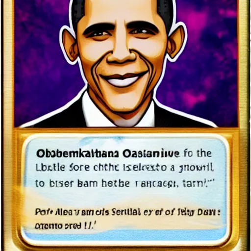 Image similar to A Pokémon card of Barack Obama,