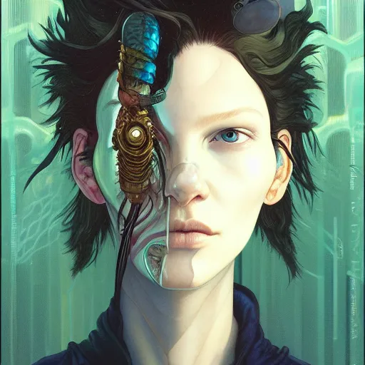 Image similar to pickle avatar portrait by gaston bussierre and charles vess and james jean and erik jones and rhads, inspired by ghost in the shell, beautiful fine face features, intricate high details, sharp, ultradetailed