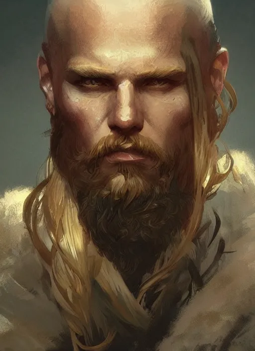 Prompt: A male Viking, highly detailed, digital painting, artstation, concept art, sharp focus, illustration, art by greg rutkowski and alphonse mucha