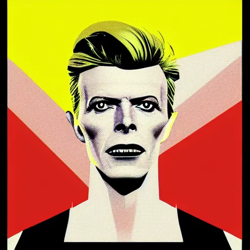 Prompt: individual david bowie portrait fallout 7 6 retro futurist illustration art by beeple, sticker, colorful, illustration, highly detailed, simple, smooth and clean vector curves, no jagged lines, vector art, smooth andy warhol style