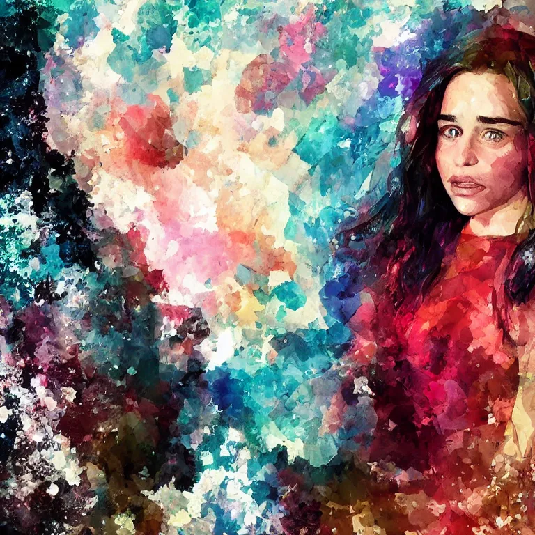 Image similar to Emilia Clarke, beautiful digital art colorful art