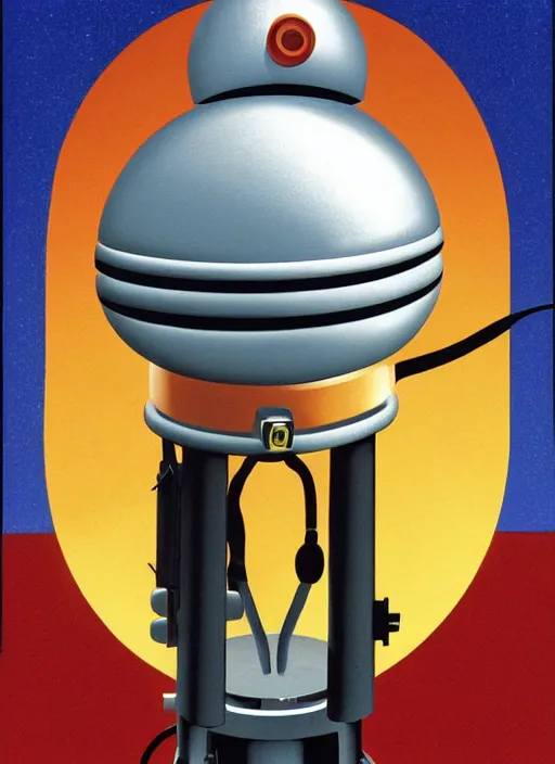 Image similar to Tom Servo from MST3K by Ralph Mcquarrie, highly detailed, sharp focus, illustration