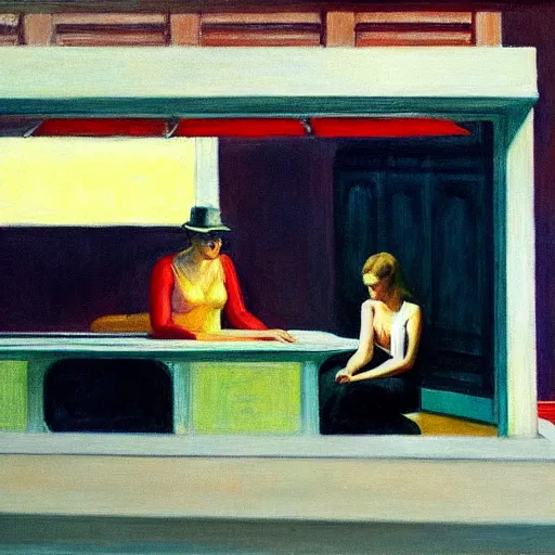 Image similar to guilt, in the style of edward hopper