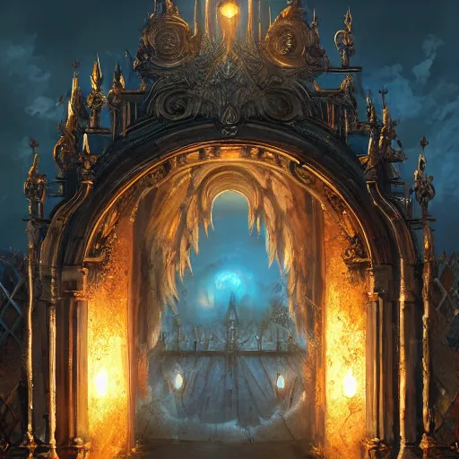 Prompt: the gates of heaven, hyper realistic, in the style of greg rutkowski, fantasy, amazing detail