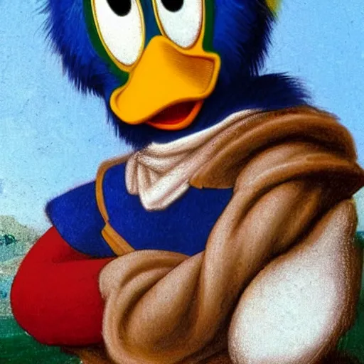 Prompt: Portrait of Donald Duck by Leonardo da Vinci