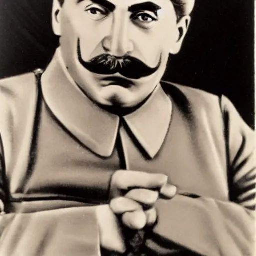 Image similar to portrait of joseph stalin cutting of his moustache
