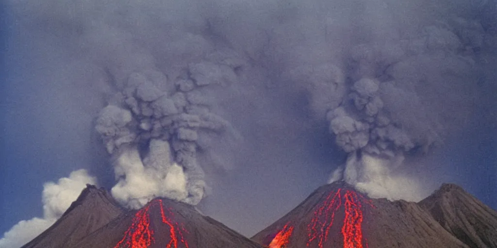 Image similar to Great volcanic eruption, Frida style.