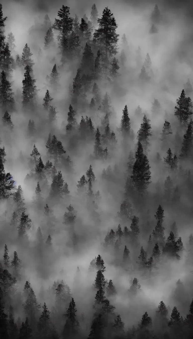 Prompt: ancient forest of smoke, dark theme, unfocused, hd