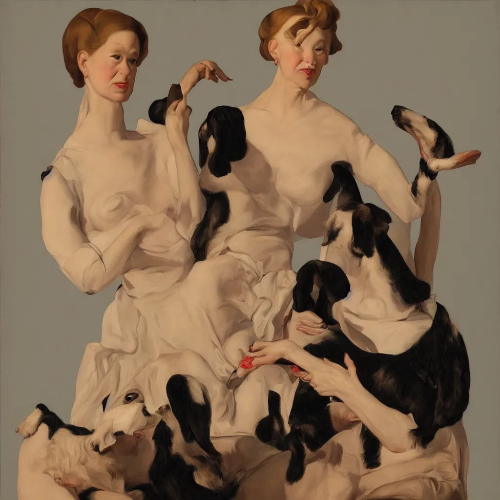 Image similar to woman and dog by John Currin