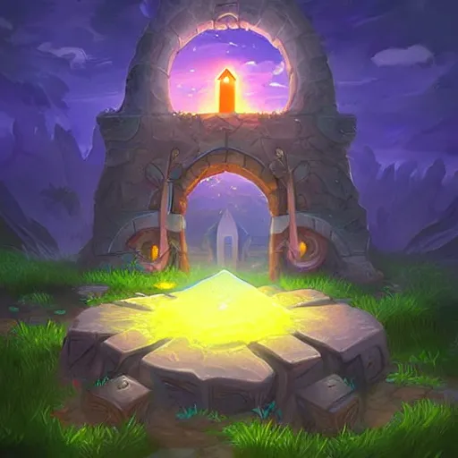 Prompt: a glowing simple giant lock, fantasy digital art, in the style of hearthstone artwork