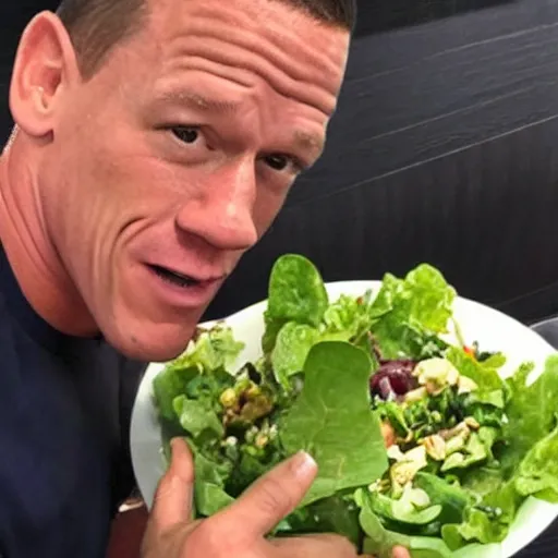 Prompt: john cena eating a salad