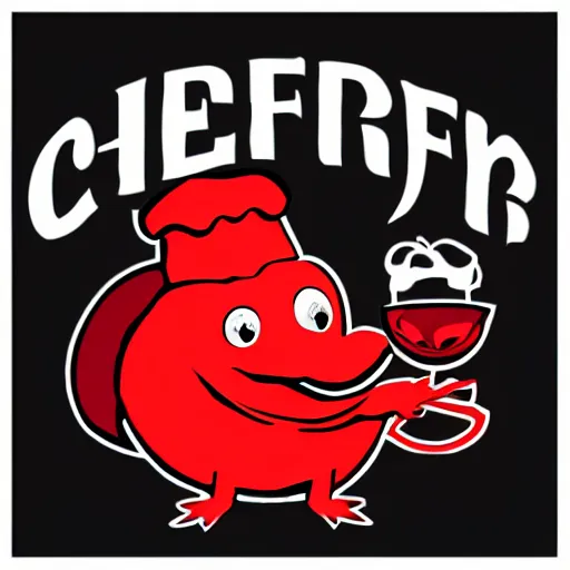 Image similar to chef platypus, logo style, black and red