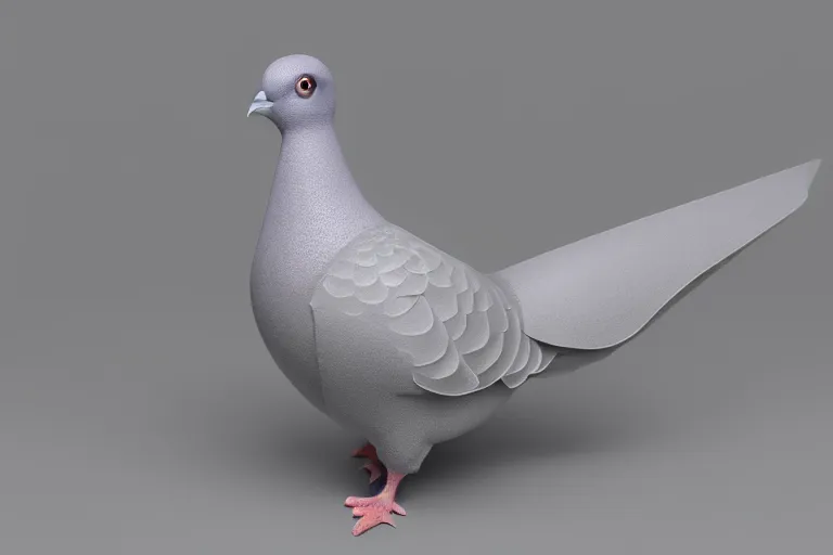 Image similar to a pigeon sculpted from clay, studio lighting, studio photography, 3 d model, 3 d render, unreal engine, octane render, cgi, 8 k