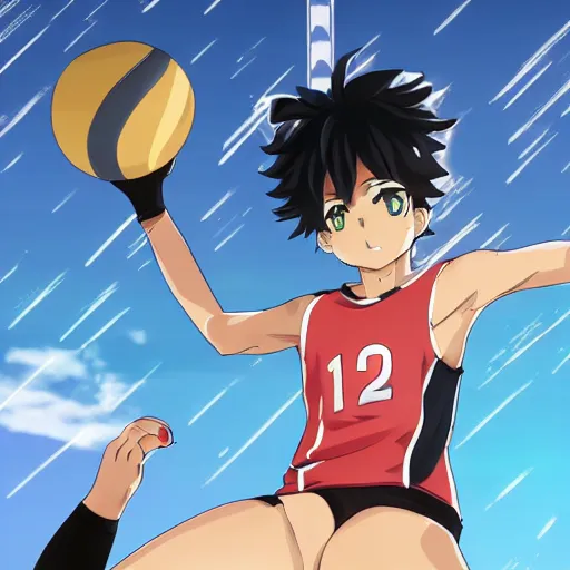 Volleyball anime girl playing