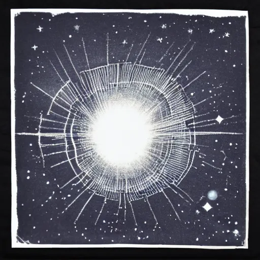 Prompt: cyanotype of the big bang