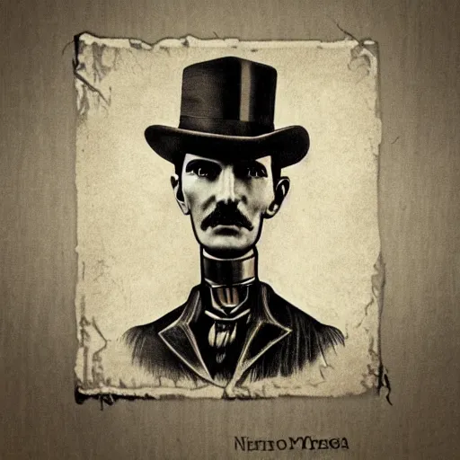 Prompt: steampunk nikola tesla art