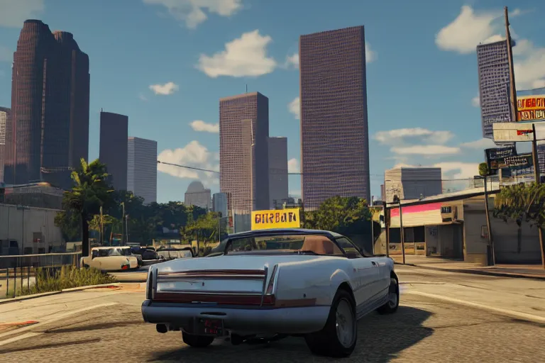 Image similar to screenshot of Grand Theft Auto 6: Houston, for ps5, Highly Detailed, Unreal engine 5, HD, 8k, GTX 3090,