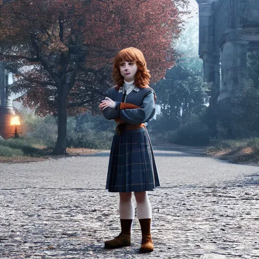 Image similar to sophia lillis as hermione granger, detailed, unreal engine 5, 8 k