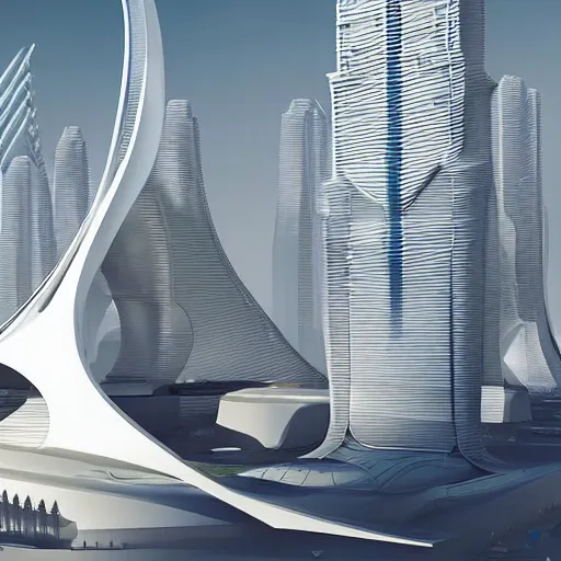 Image similar to futuristic makkah by zaha hadid drawn by Ernst Haekl in the style of beeple