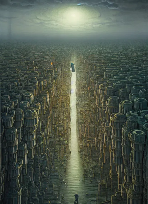 Image similar to hyper detailed 3d render like a Oil painting - the secret city by Jacek Yerka, Mariusz Lewandowski, Abstract brush strokes, Masterpiece, Edward Hopper and James Gilleard, Zdzislaw Beksinski, Mark Ryden, Wolfgang Lettl, hints of Yayoi Kasuma, octane render, 8k