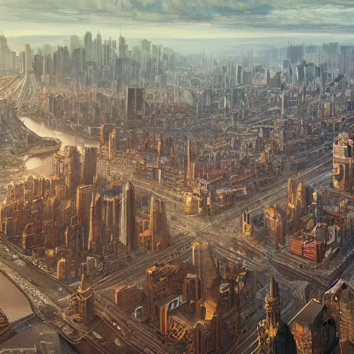 Image similar to a city from elden ring shares a border with 1 9 3 0's new york, matte painting, extremely detailed, elden ring, oil on canvas, trending on artstation