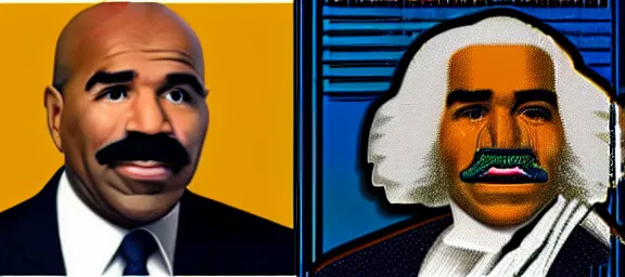 Image similar to Steve harvey as George Washington on the 1 dollar bill